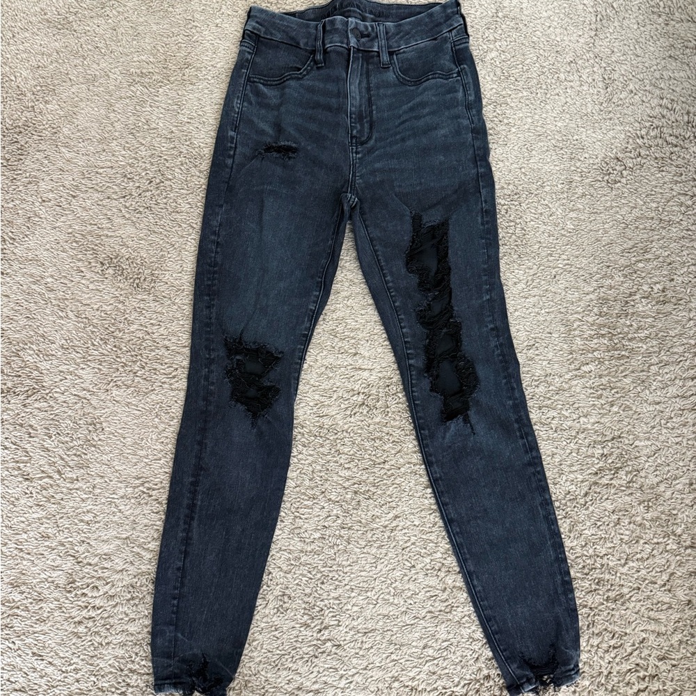 American Eagle Forever Soft Distressed Black Skinny Jeans